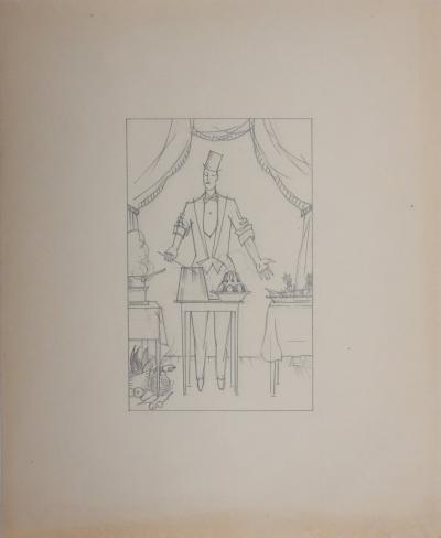 Jean-Emile LABOUREUR : Le chef, Dessin original 2