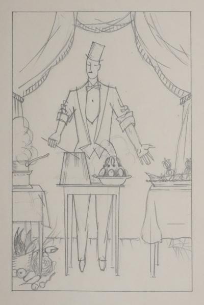 Jean-Emile LABOUREUR : Le chef, Dessin original 2