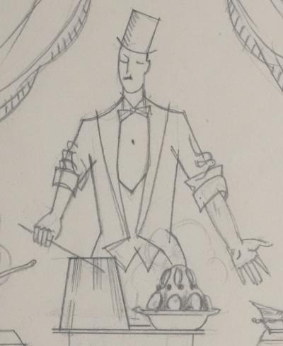 Jean-Emile LABOUREUR : Le chef, Dessin original 2
