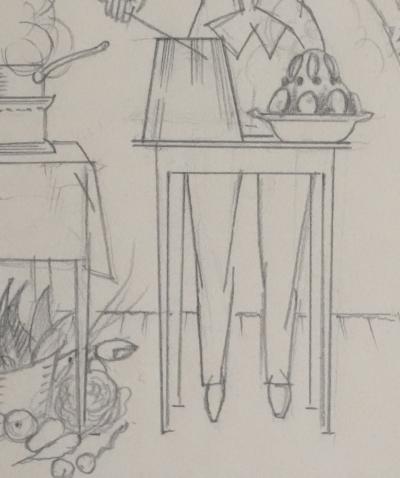 Jean-Emile LABOUREUR : Le chef, Dessin original 2