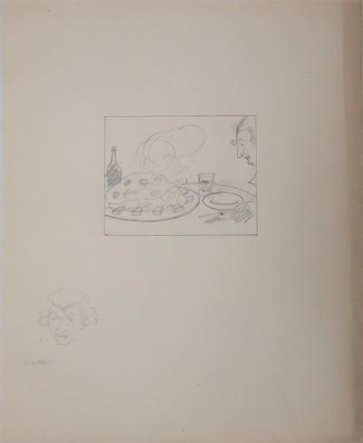 Jean-Emile LABOUREUR : Le plat chaud, Dessin original 2