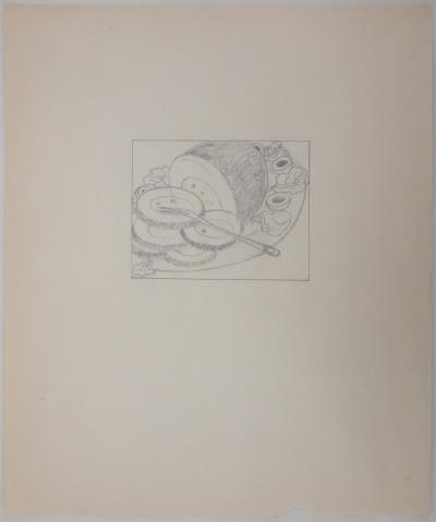 Jean-Emile LABOUREUR : Le repas, Dessin original 2