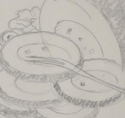 Jean-Emile LABOUREUR : Le repas, Dessin original 2