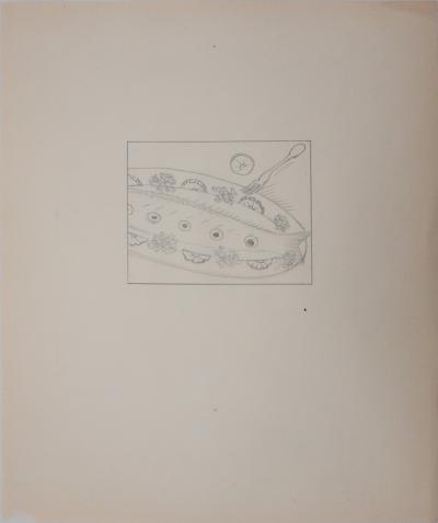 Jean-Emile LABOUREUR: The fish is served, Original drawing 2