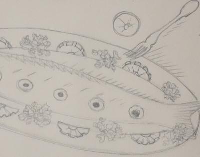 Jean-Emile LABOUREUR: The fish is served, Original drawing 2