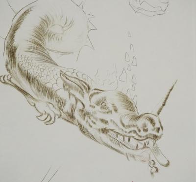 Salvador DALI : Tristan et le dragon, Gravure originale signée 2