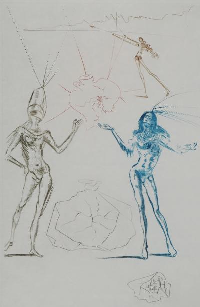 Salvador DALI: The Condemned Lovers, Original signed engraving 2