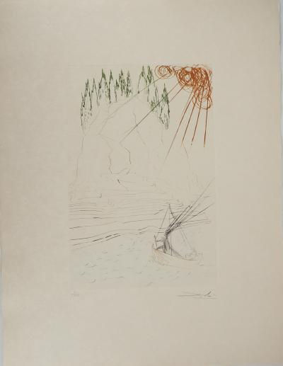 Salvador DALI : Le combat avec le Morhoult, Gravure originale signée 2