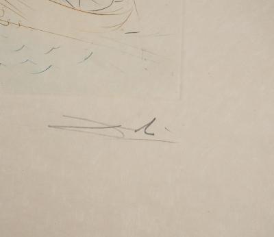 Salvador DALI : Le combat avec le Morhoult, Gravure originale signée 2