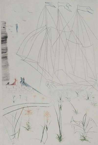 Salvador DALI : L'arrivée d'Iseult, Gravure originale signée 2