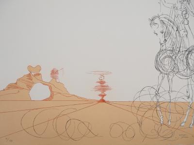 Salvador DALI : Désert fabuleux, Cavalier à la rose, Gravure originale signée 2
