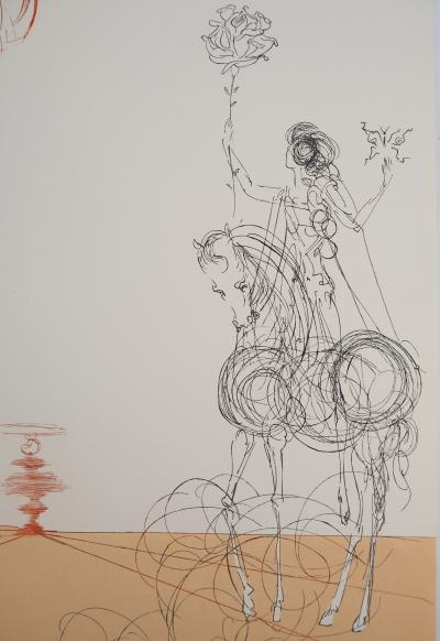 Salvador DALI : Désert fabuleux, Cavalier à la rose, Gravure originale signée 2