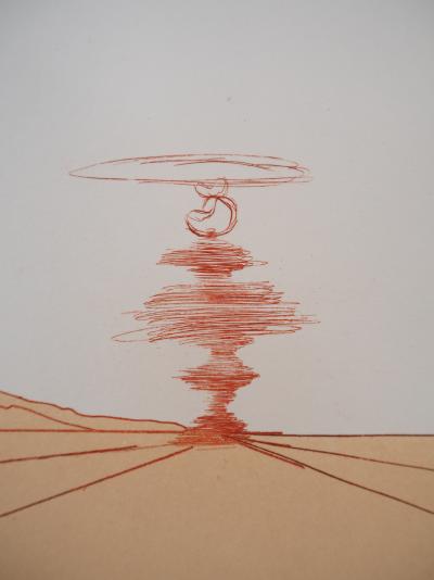 Salvador DALI : Désert fabuleux, Cavalier à la rose, Gravure originale signée 2
