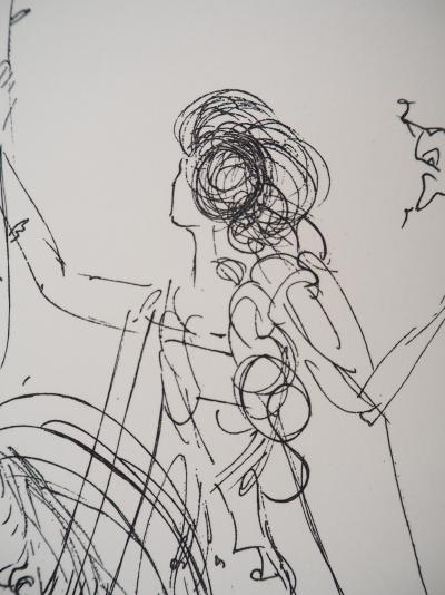 Salvador DALI : Désert fabuleux, Cavalier à la rose, Gravure originale signée 2