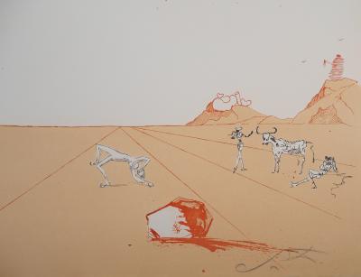 Salvador DALI: Iberian Landscape: Bull and Bullfighters, Original signed engraving 2