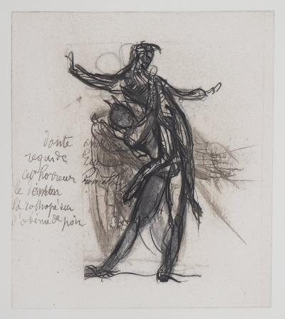 Auguste RODIN : Démon montrant une ombre tombée dans la poix, Gravure 2
