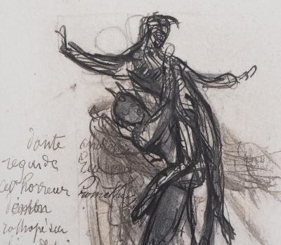 Auguste RODIN : Démon montrant une ombre tombée dans la poix, Gravure 2