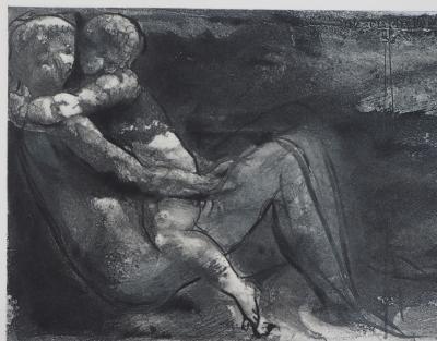 Auguste RODIN : Femme et enfant allongés, Gravure 2