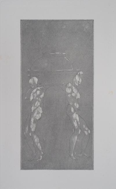 Auguste RODIN : Figures supportant un piédestal, Gravure 2
