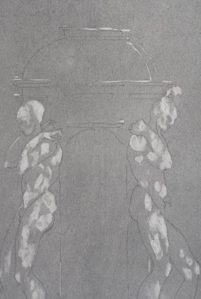 Auguste RODIN : Figures supportant un piédestal, Gravure 2
