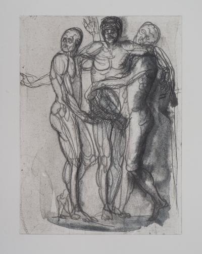 Auguste RODIN : Groupe de trois hommes, Gravure 2
