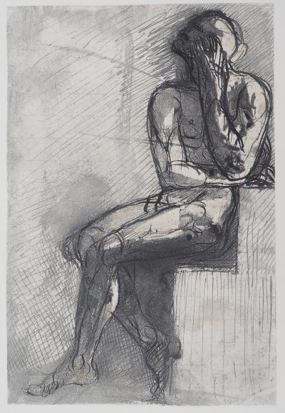 Auguste RODIN : Homme assis, Gravure 2
