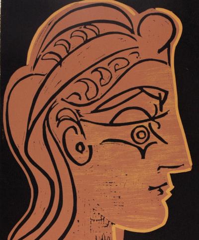 Pablo PICASSO : Femme de profil, Linogravure 2