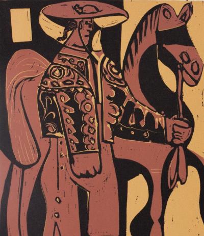 Pablo PICASSO : Picador et Torero, Linogravure 2