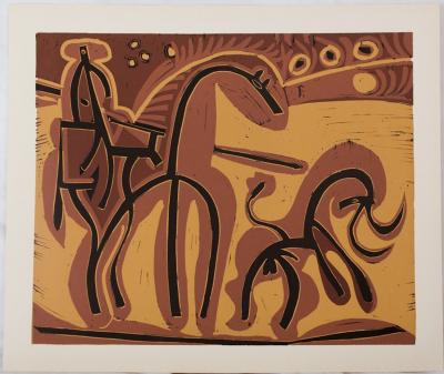 Pablo PICASSO : Picador et Taureau, Linogravure 2