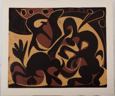 Pablo PICASSO : Dans l'arène, Linogravure 2