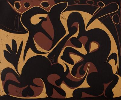 Pablo PICASSO : Dans l'arène, Linogravure 2