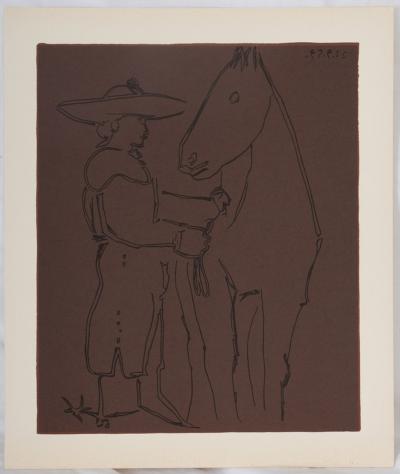 Pablo PICASSO : Picador et cheval, Linogravure 2