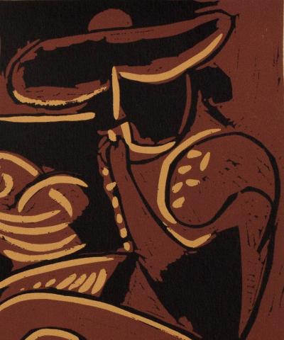 Pablo PICASSO : Femme et joueur de guitare, Linogravure 2
