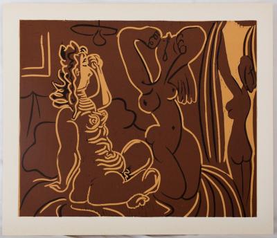 Pablo PICASSO : Trois femmes au réveil, Linogravure 2