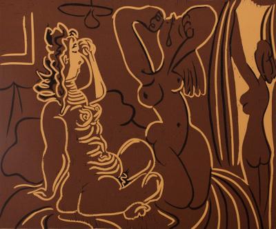 Pablo PICASSO : Trois femmes au réveil, Linogravure 2
