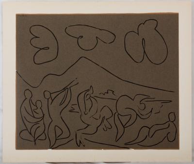 Pablo PICASSO : Bacchanale : la danse des faunes, Linogravure 2