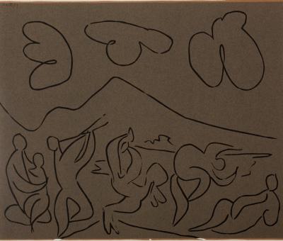 Pablo PICASSO : Bacchanale : la danse des faunes, Linogravure 2