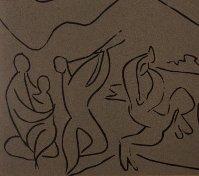 Pablo PICASSO : Bacchanale : la danse des faunes, Linogravure 2