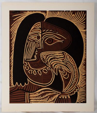 Pablo PICASSO : Femme au collier, Linogravure 2