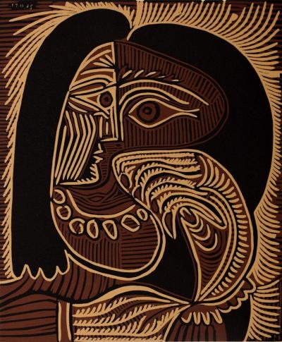 Pablo PICASSO : Femme au collier, Linogravure 2