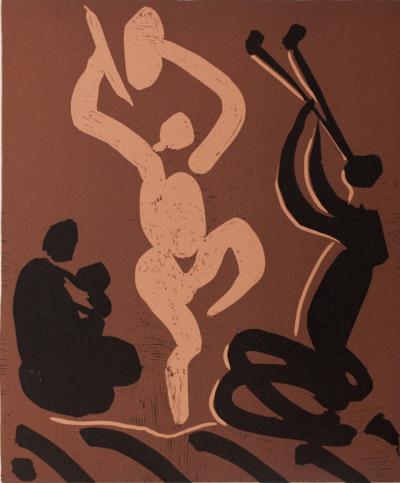 Pablo PICASSO : Danseurs et musiciens, Linogravure 2