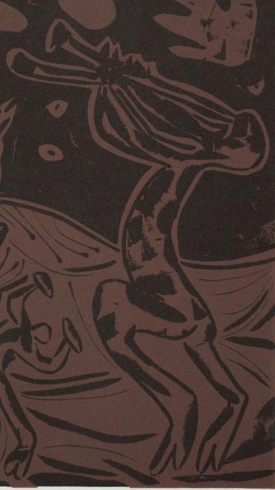 Pablo PICASSO : BLes danseurs au hibou, Linogravure 2