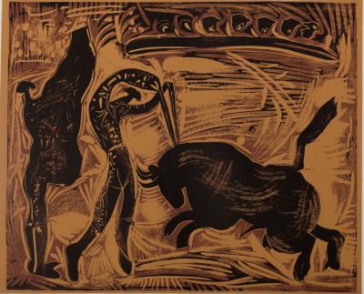 Pablo PICASSO : Corrida, les banderilles, Linogravure 2