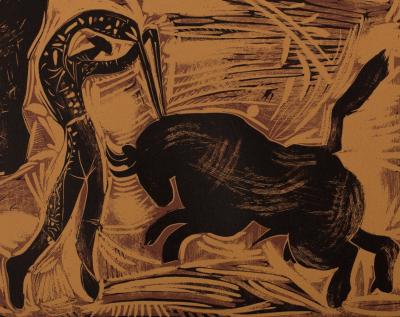 Pablo PICASSO : Corrida, les banderilles, Linogravure 2