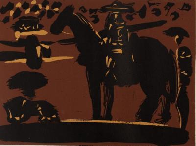 Pablo PICASSO : Picador entrant dans l'arène, Linogravure 2