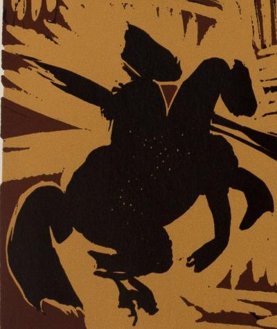 Pablo PICASSO : Taureau attaquant un picador, Linogravure 2