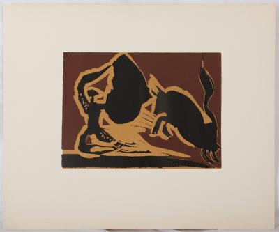 Pablo PICASSO : Corrida : la passe, Linogravure 2