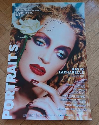 David LaChapelle x Uma Thurman - Affiche originale d’exposition (signé par l’artiste) - Vichy - 2026 2