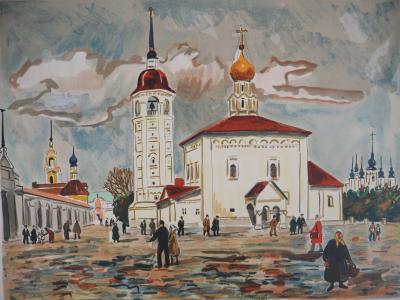 Yves BRAYER : Souzdal, La place, Lithographie originale signée 2