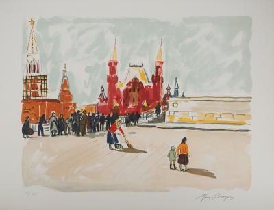 Yves BRAYER : La Place Rouge à Moscou, Lithographie originale signée 2